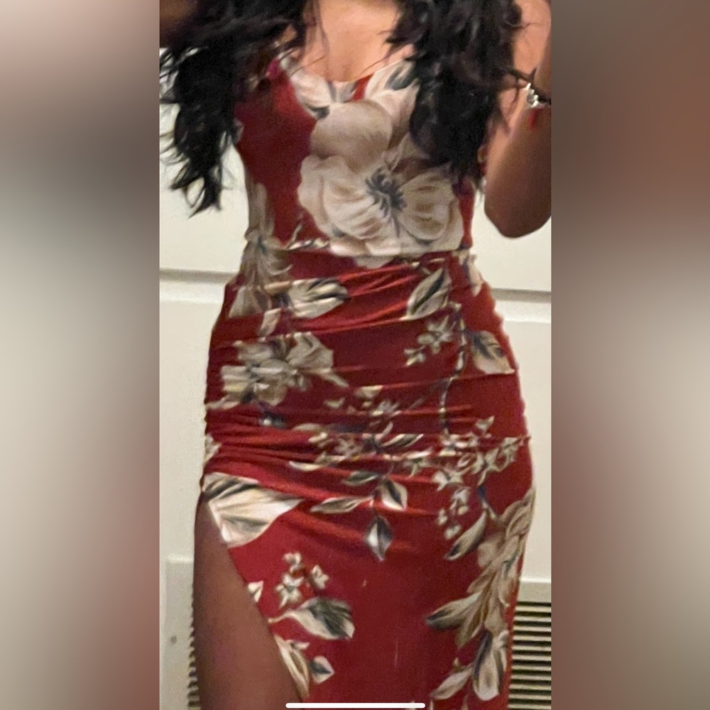 Windsor Red Slit Floral Dress , only worn once